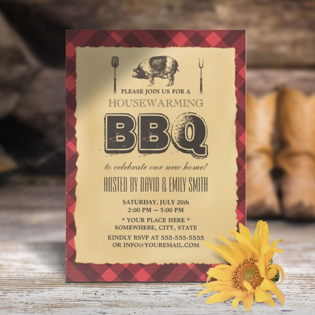 Vintage Backyard BBQ Housewarming Party Invitation (Creator Uploaded)