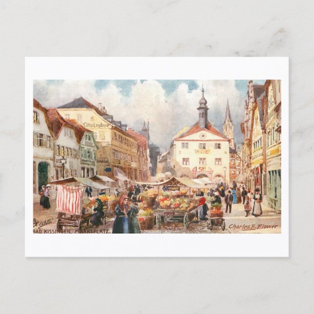 Vintage Bad Kissingen Marketplace Postcard (Front)