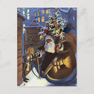 Vintage Bad Santa Christmas Postcard