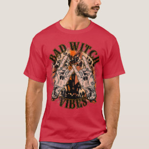 Vintage Bad Witch Vibes Witchy Aesthetic Rocker Ha T-Shirt