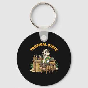 Vintage Badger Tiki Bar Tropical State Retro Key Ring