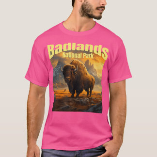Vintage Badlands National Park American Bison Hiki T-Shirt