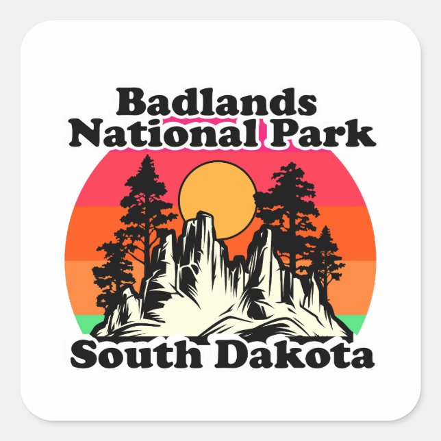 Vintage Badlands National Park Square Sticker (Front)
