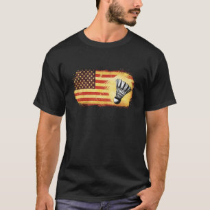 Vintage Badminton 4th of July Men USA American Fla T-Shirt