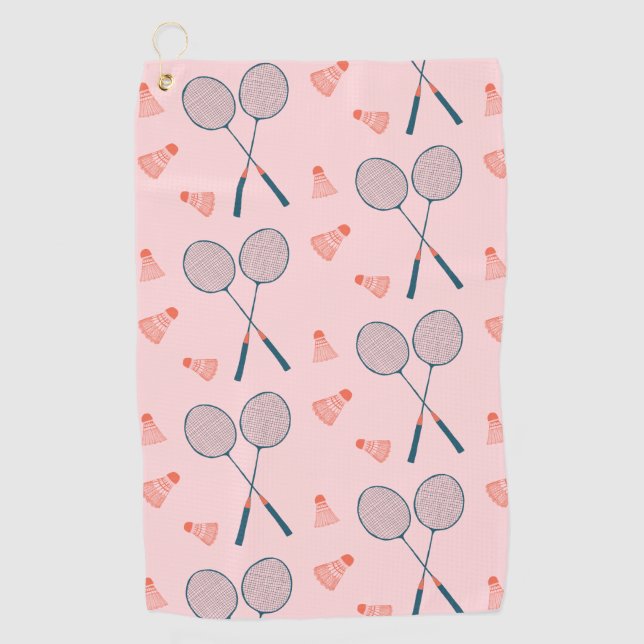 Vintage Badminton Birdie Racquet Shuttlecock Golf Towel (Front)