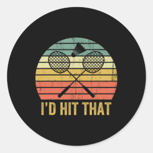 Vintage Badminton Funny Retro Shuttle Birdie Sport Classic Round Sticker