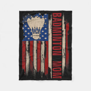 Vintage Badminton Mum American Usa Flag Funny Spor Fleece Blanket