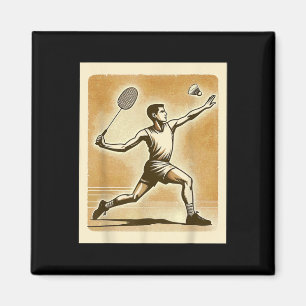 Vintage Badminton Player Shuttle Badmintoner Magnet