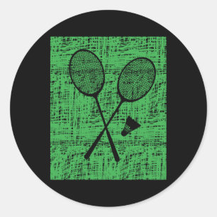 Vintage Badminton Rackets And Shuttle  Classic Round Sticker