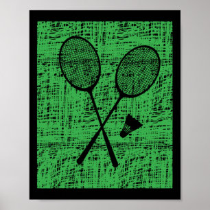 Vintage Badminton Rackets And Shuttle Poster