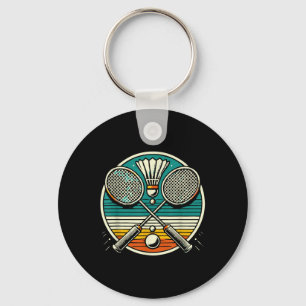 Vintage Badminton Rackets Shuttle Crossed Rackets Key Ring