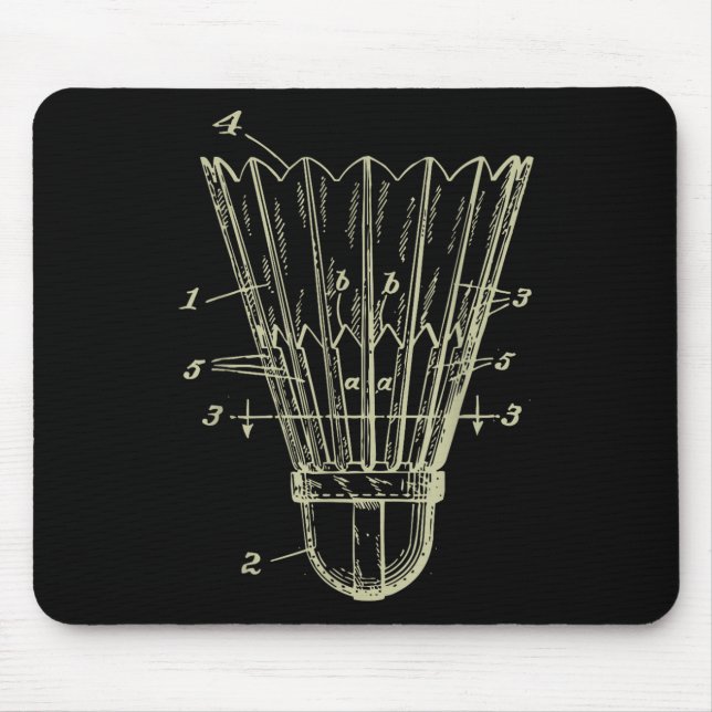 Vintage Badminton Shuttle Blueprint Patent  Mouse Pad (Front)