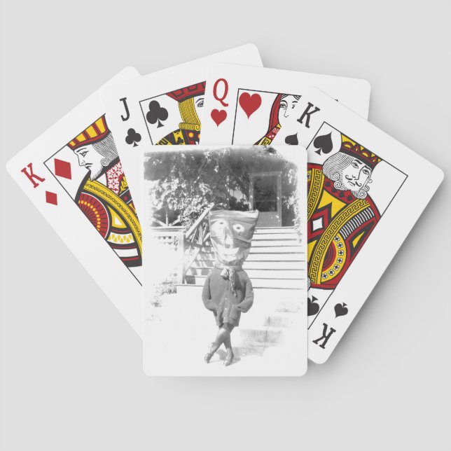 Vintage Bag-headed Boy Playing Cards (Back)