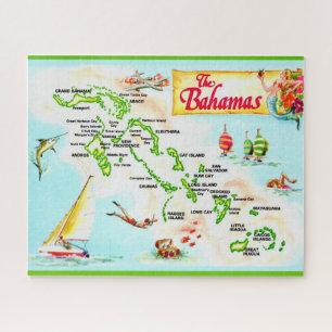Vintage Bahama Islands Map Jigsaw Puzzle
