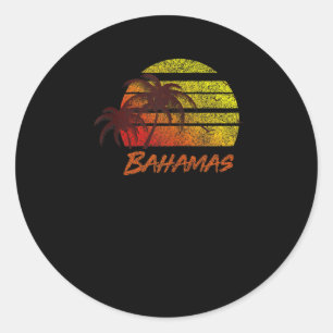 Vintage Bahamas Beach Sunset , Retro Surf Tee Tank Classic Round Sticker