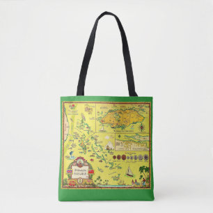 Vintage Bahamas Islands Illustrated Map Tote Bag