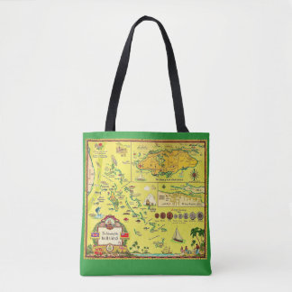Vintage Bahamas Islands Illustrated Map Tote Bag