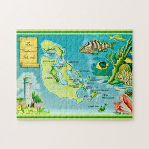 Vintage Bahamas Islands Map Jigsaw Puzzle