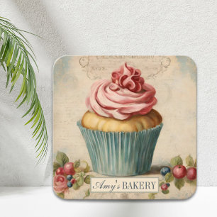 Vintage Baker Pastry Chef Cake Bakery Cupcake Square Business Card