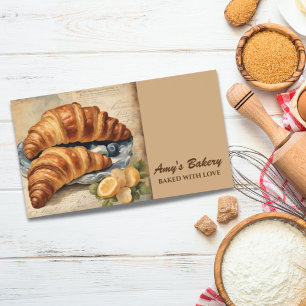 Vintage Baker Pastry Chef Croissant Bread Bakery Business Card