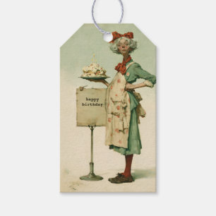 Vintage Baker with Birthday Cake Gift Tags