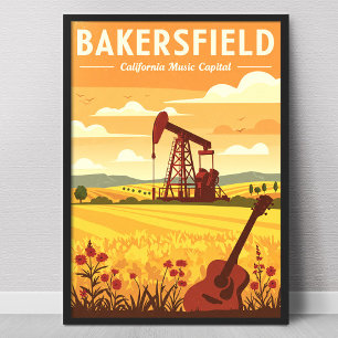 Vintage Bakersfield California Poster
