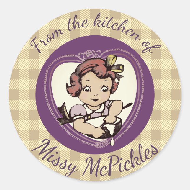 Vintage bakery girl from the kitchen of sticker (Front)