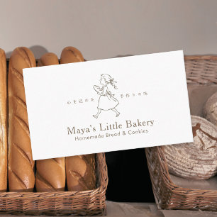 Vintage Bakery Girl Logo Business Card
