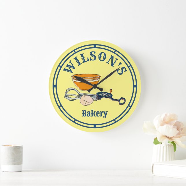 Vintage Bakery Kitchen Template Large Clock (Home)