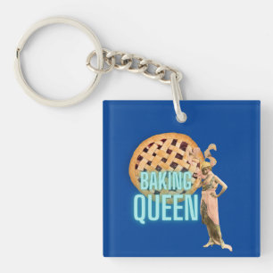 Vintage Baking Queen on Blue Key Ring