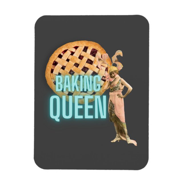 Vintage Baking Queen on Grey Flex Magnet (Vertical)