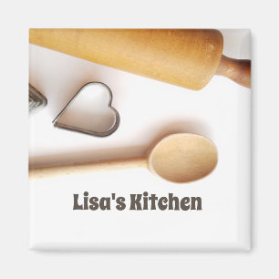 vintage baking spoon rolling pin kitchen magnet