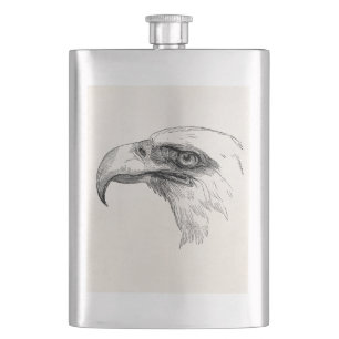 Vintage Bald Eagle Bird Head Personalised Eagles Hip Flask