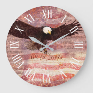Vintage Bald Eagle Decoupage Large Clock