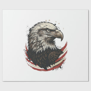 Vintage Bald Eagle Patriotic Engraving Shirt Desig Wrapping Paper