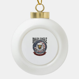 Vintage Bald Eagle Patriotic T-Shirt Design_1 Ceramic Ball Christmas Ornament