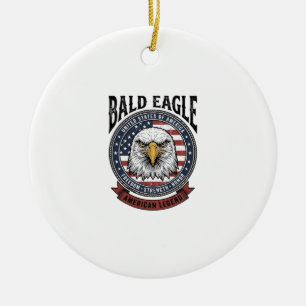Vintage Bald Eagle Patriotic T-Shirt Design_1 Ceramic Tree Decoration
