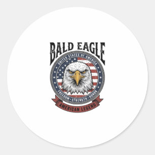 Vintage Bald Eagle Patriotic T-Shirt Design_1 Classic Round Sticker