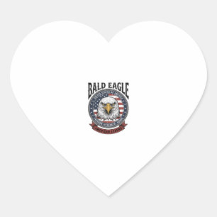 Vintage Bald Eagle Patriotic T-Shirt Design_1 Heart Sticker