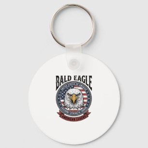 Vintage Bald Eagle Patriotic T-Shirt Design_1 Key Ring