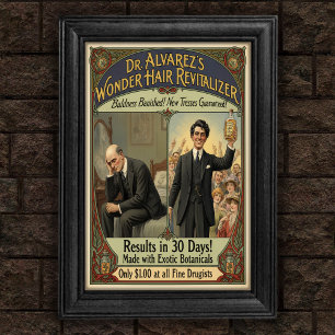 Vintage Baldness Banished Hair Tonic Ad Poster