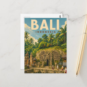 Vintage Bali Postcard – Goa Gajah Temple