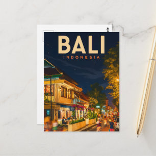 Vintage Bali Postcard – Ubud Night Street