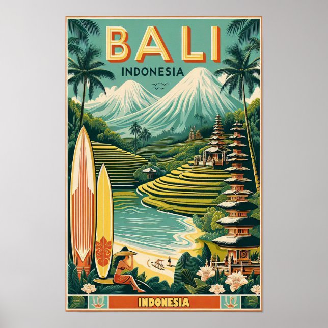 Vintage Bali Travel Poster (Front)