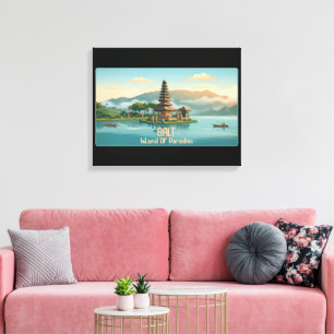 Vintage Bali Ulun Danu Beratan Lake Temple Travel Canvas Print