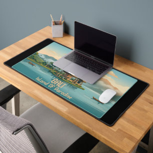 Vintage Bali Ulun Danu Beratan Lake Temple Travel Desk Mat