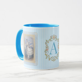 Vintage Ballerina Coffee Mug in Soft Aqua Blue
