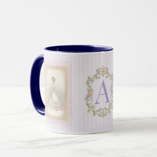 Vintage Ballerina Coffee Mug in Soft Lilac & Blue