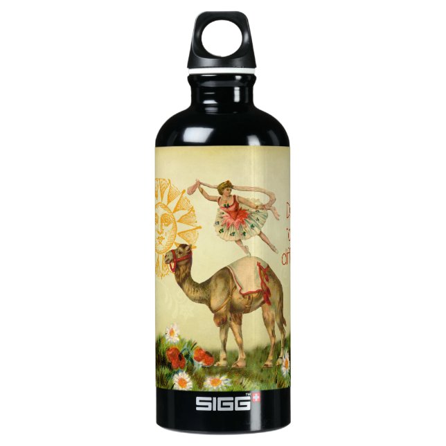 Vintage Ballerina, Flowers, and Camel Collage Water Bottle (Front)