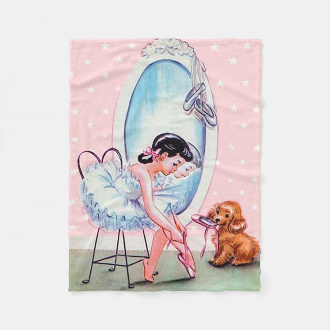 Vintage Ballerina Image Fleece Throw (Front)